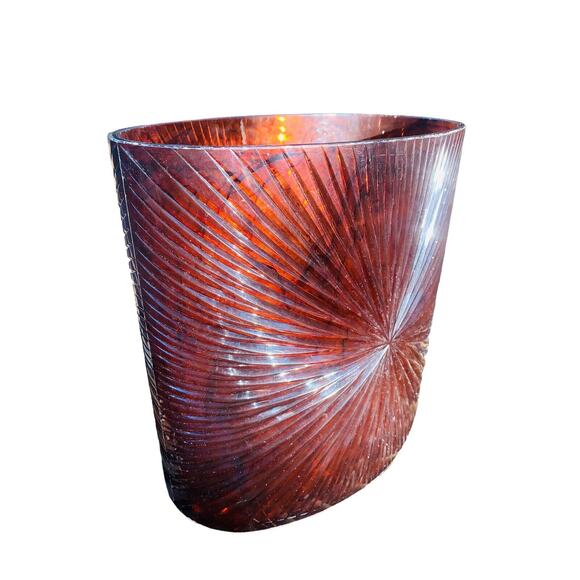 MCM Faux Tortoise Amber Lucite Waste Basket Swirl Translucent Amazing Design GUC - Picture 3 of 16